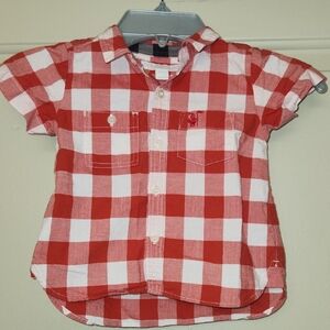 Burberry Red and White Button Down Shirt